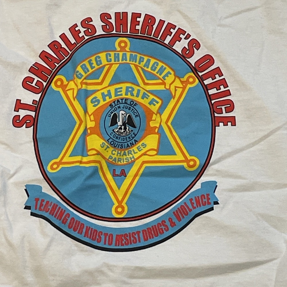 DARE T-shirt Small white Y2k St charles parish sheriif badge Print Unworn‎ - Picture 4 of 6
